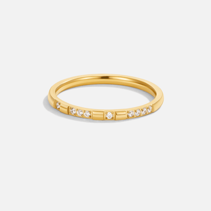 Polished Crystal-Dotted Ring – FIORENE