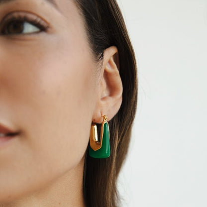 Modernist Emerald Enamel Earring – FIORENE