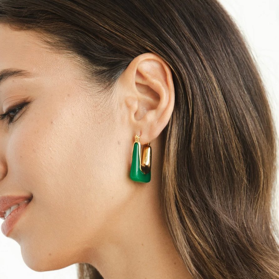 Modernist Emerald Enamel Earring – FIORENE