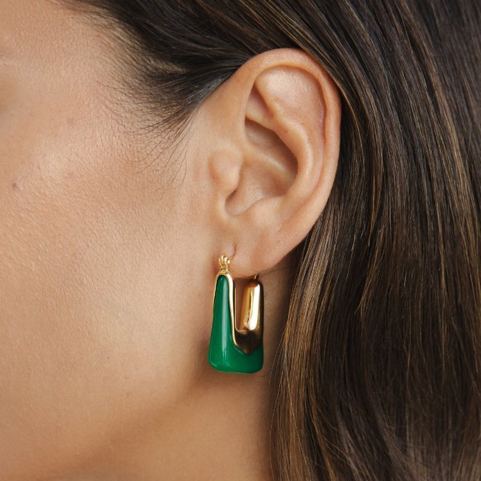 Modernist Emerald Enamel Earring – FIORENE
