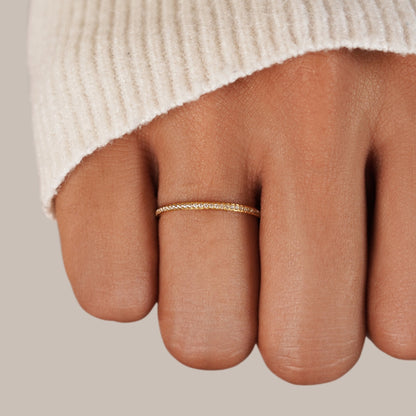 Golden Micro-Pavé Crystal Ring – FIORENE