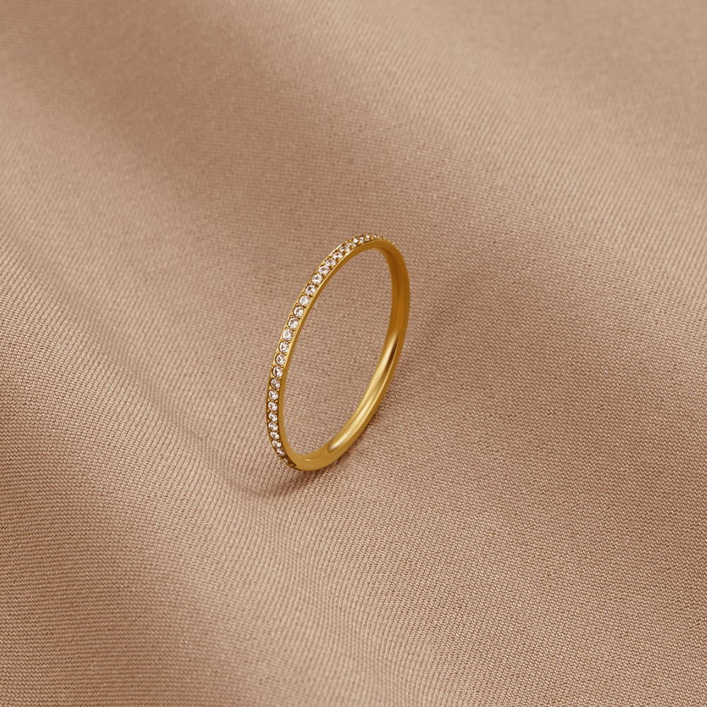 Golden Micro-Pavé Crystal Ring – FIORENE
