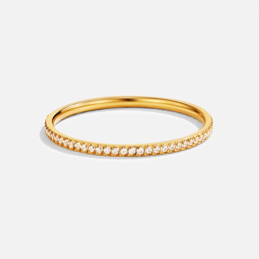 Golden Micro-Pavé Crystal Ring – FIORENE