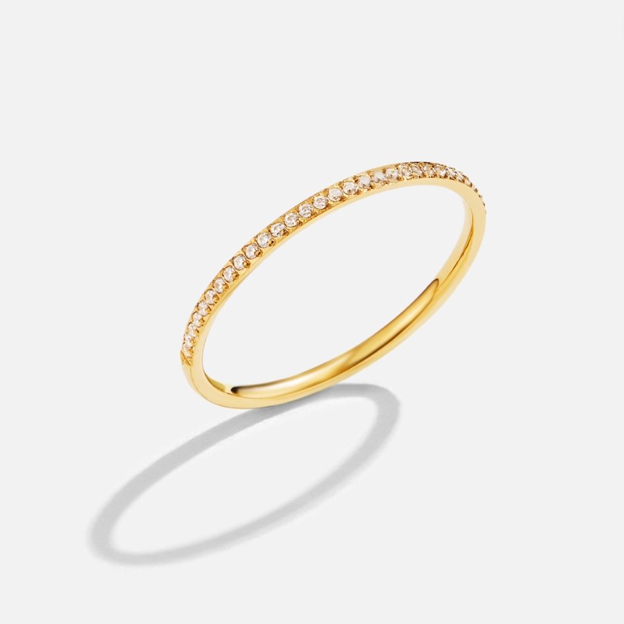 Golden Micro-Pavé Crystal Ring – FIORENE