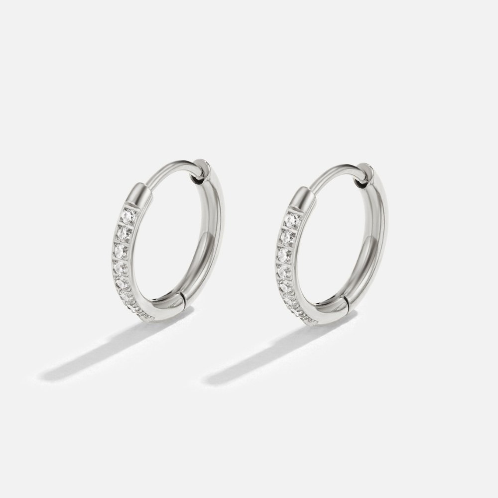 Radiant Silver Crystal Hoops – FIORENE
