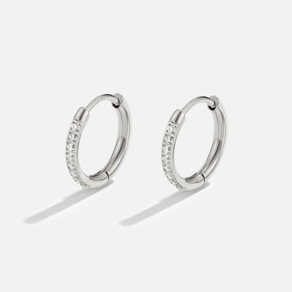 Radiant Silver Crystal Hoops – FIORENE