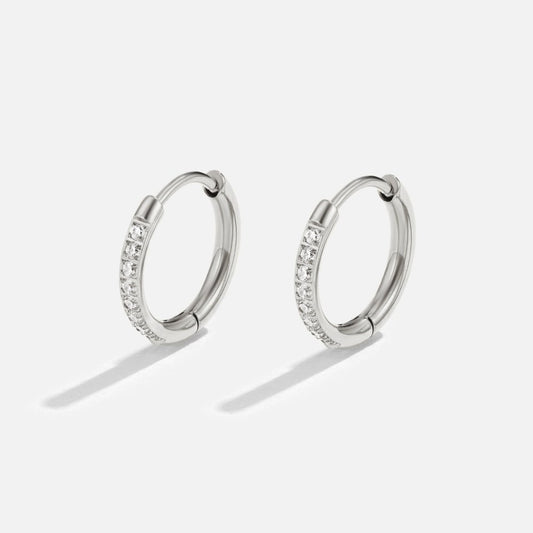 Radiant Silver Crystal Hoops – FIORENE