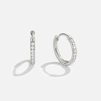 Radiant Silver Crystal Hoops – FIORENE