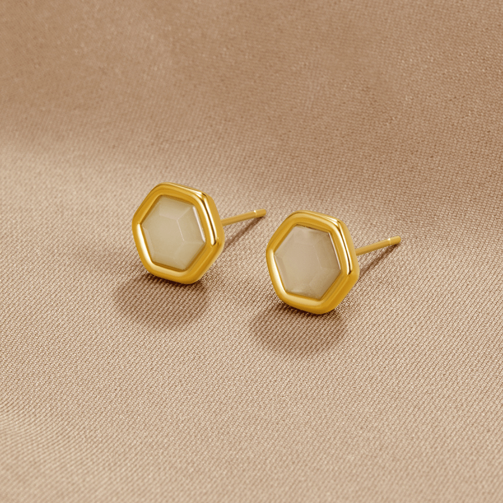 Hexagon Nacre Studs – FIORENE