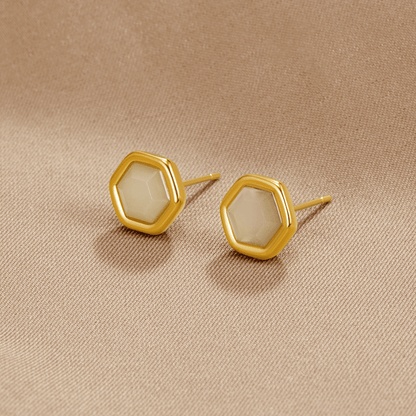 Hexagon Nacre Studs – FIORENE