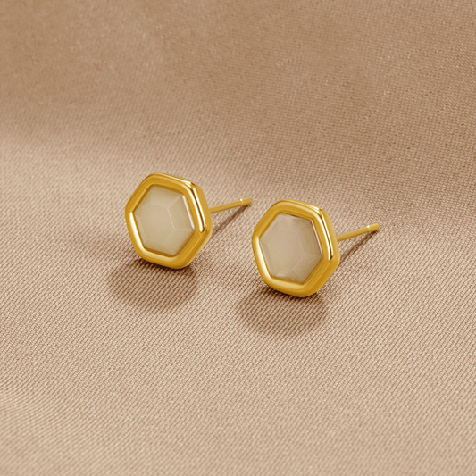 Hexagon Nacre Studs – FIORENE
