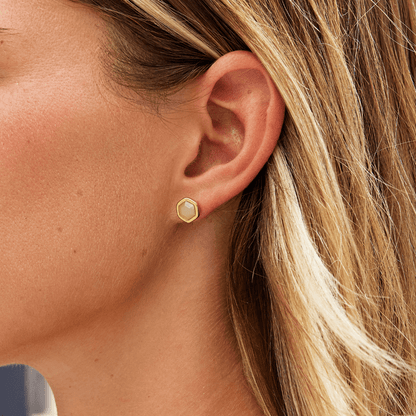 Hexagon Nacre Studs – FIORENE
