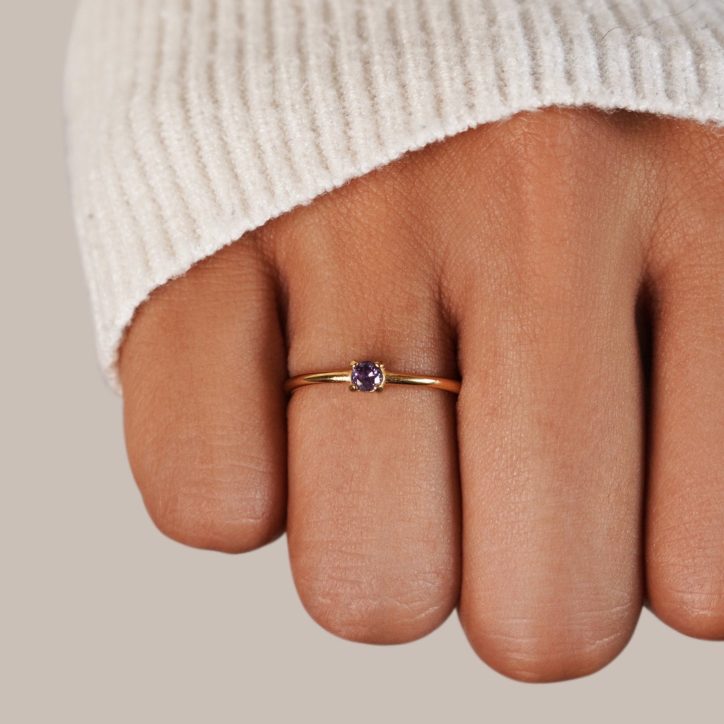 Amethyst Solitaire Ring – FIORENE