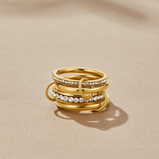 Golden Tiered Link Ring – FIORENE