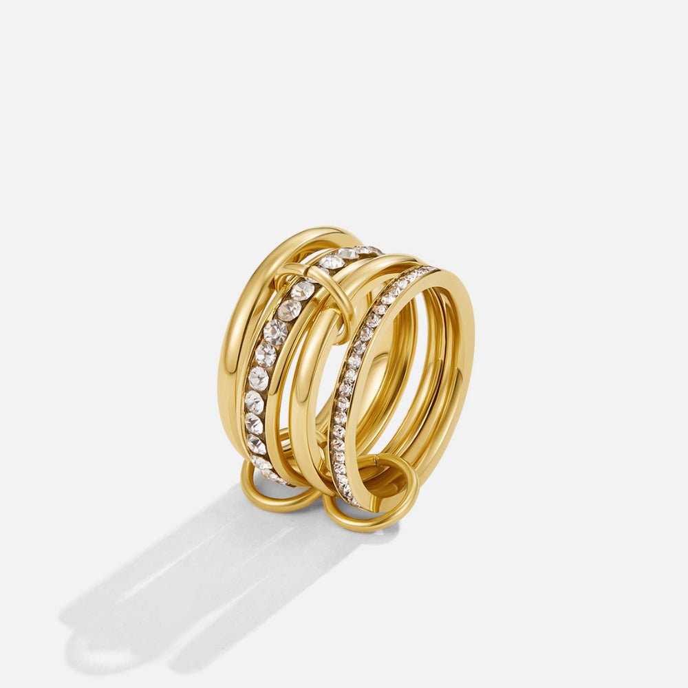 Golden Tiered Link Ring – FIORENE