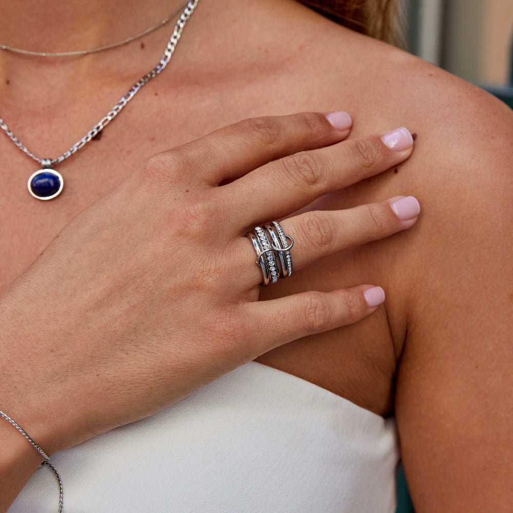 Silver Tiered Link Ring – FIORENE