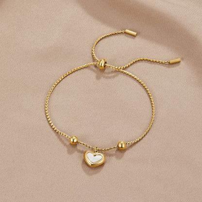 Golden Adjustable Heart Charm Bracelet – FIORENE