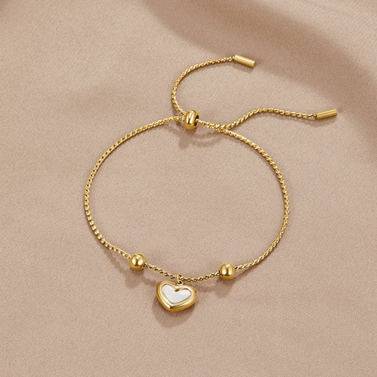 Golden Adjustable Heart Charm Bracelet – FIORENE