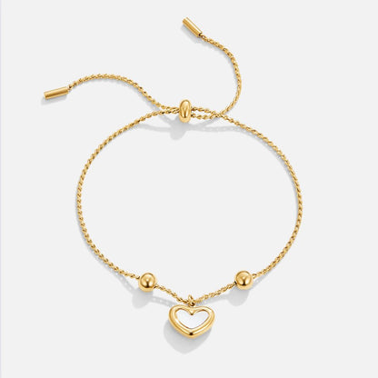 Golden Adjustable Heart Charm Bracelet – FIORENE