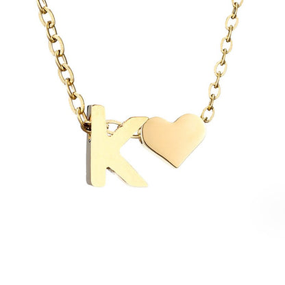 Golden Initial Heart Necklace – FIORENE