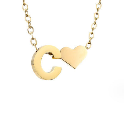 Golden Initial Heart Necklace – FIORENE