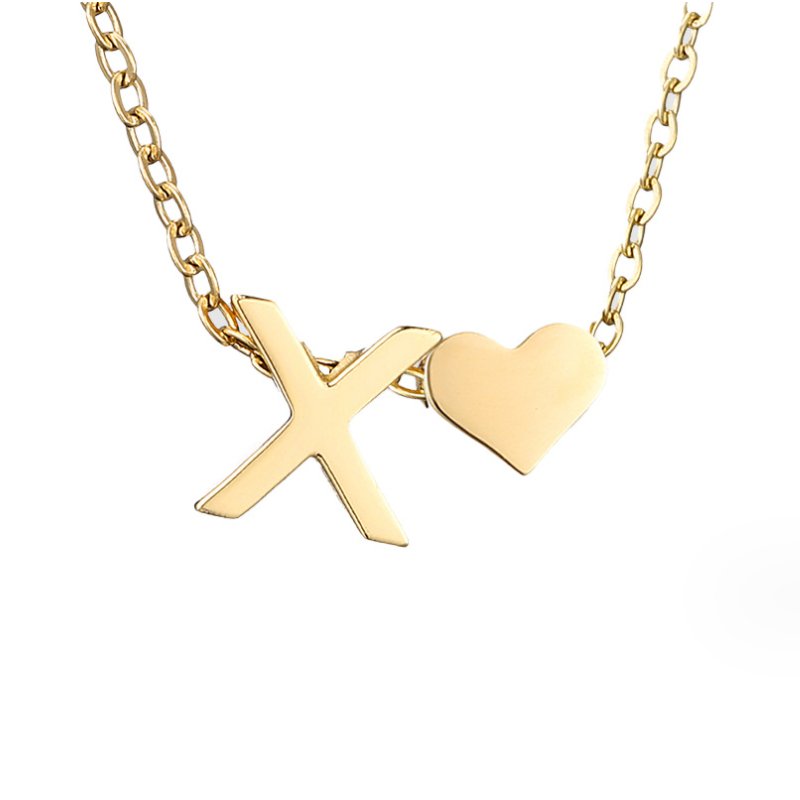 Golden Initial Heart Necklace – FIORENE