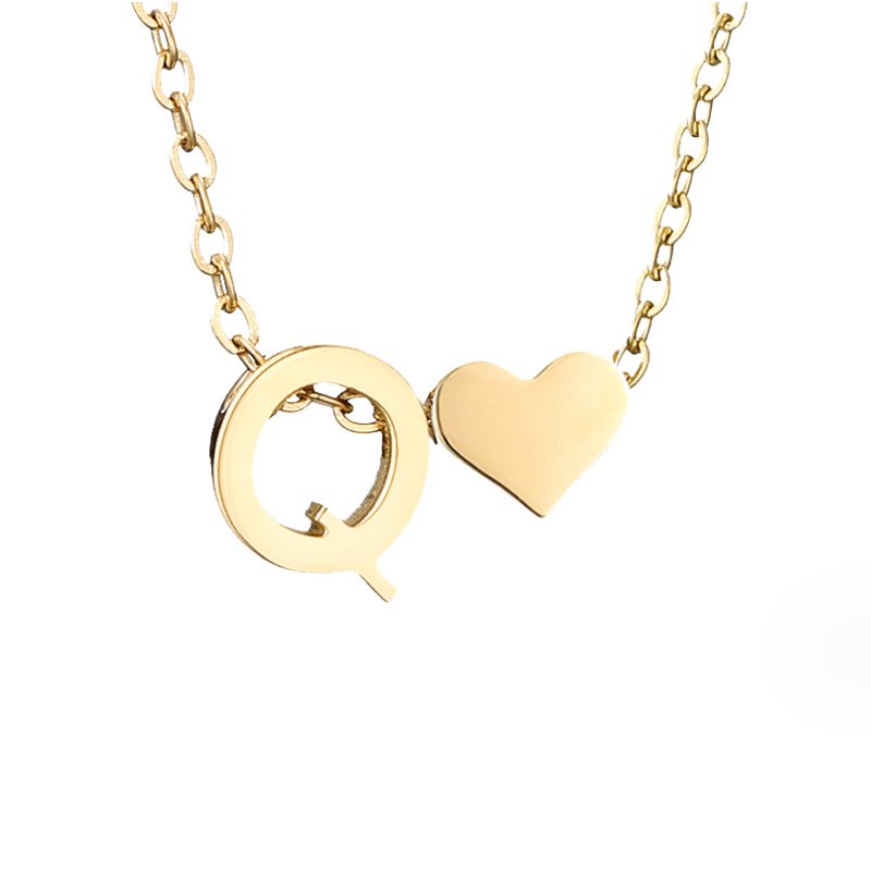 Golden Initial Heart Necklace – FIORENE