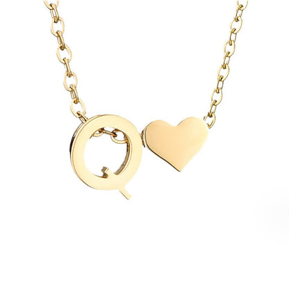Golden Initial Heart Necklace – FIORENE