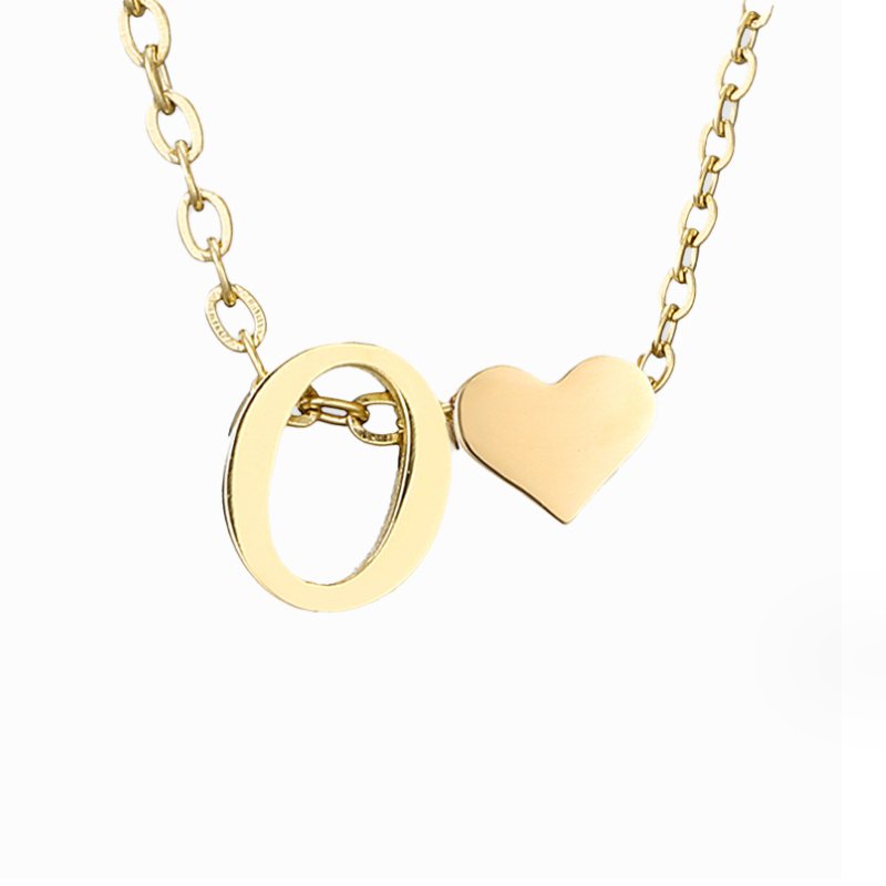 Golden Initial Heart Necklace – FIORENE