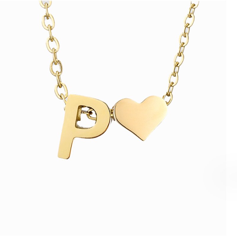 Golden Initial Heart Necklace – FIORENE