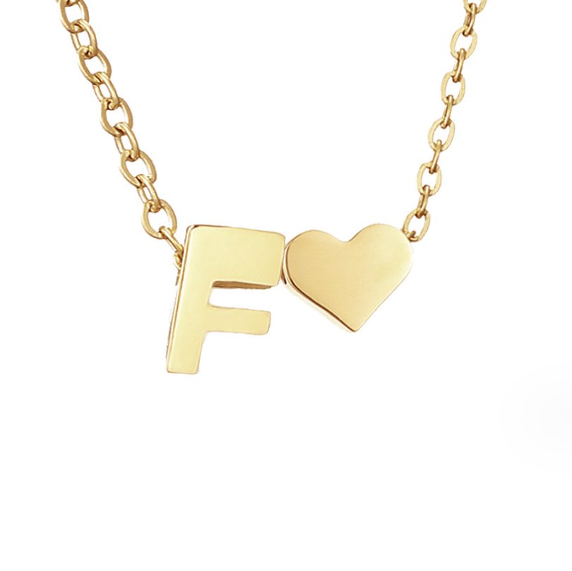 Golden Initial Heart Necklace – FIORENE