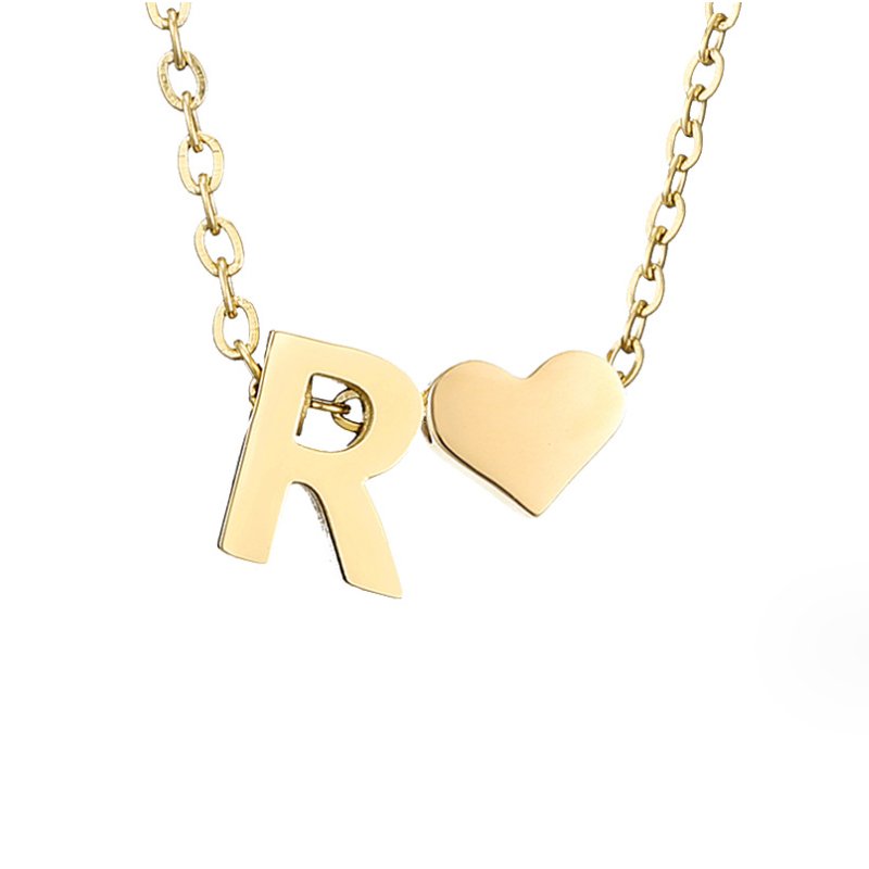 Golden Initial Heart Necklace – FIORENE