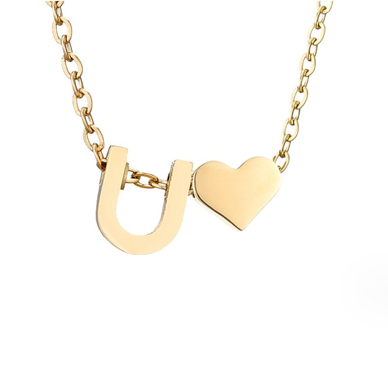 Golden Initial Heart Necklace – FIORENE