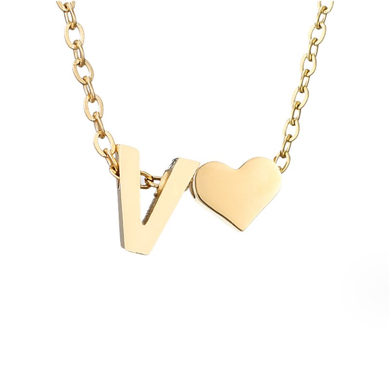 Golden Initial Heart Necklace – FIORENE