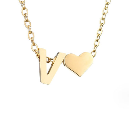 Golden Initial Heart Necklace – FIORENE