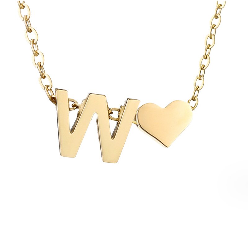 Golden Initial Heart Necklace – FIORENE