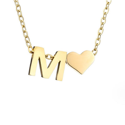 Golden Initial Heart Necklace – FIORENE