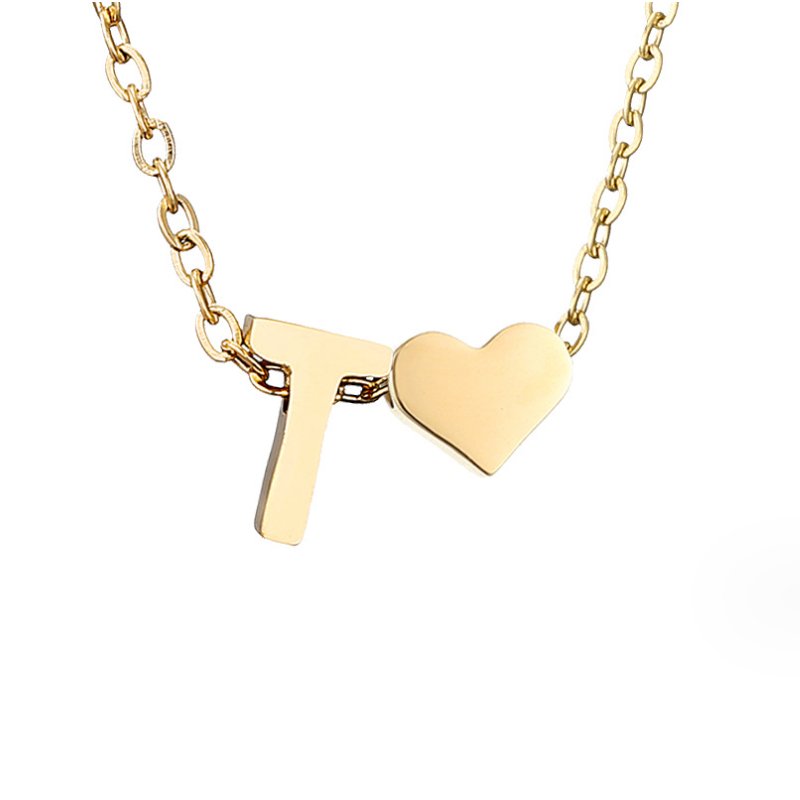 Golden Initial Heart Necklace – FIORENE