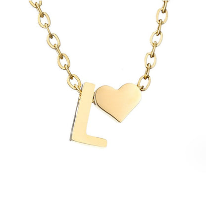 Golden Initial Heart Necklace – FIORENE