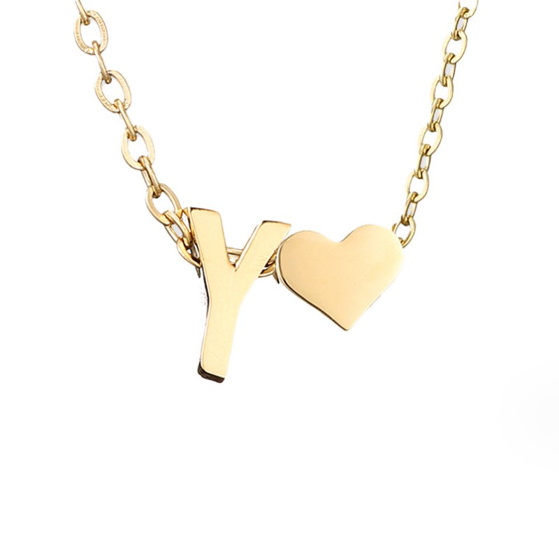 Golden Initial Heart Necklace – FIORENE