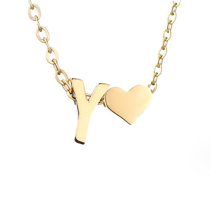 Golden Initial Heart Necklace – FIORENE