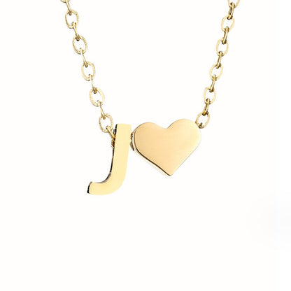 Golden Initial Heart Necklace – FIORENE