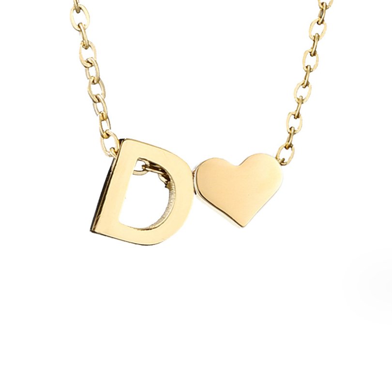 Golden Initial Heart Necklace – FIORENE