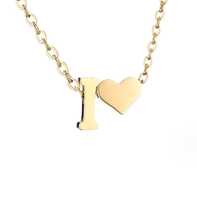 Golden Initial Heart Necklace – FIORENE