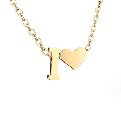 Golden Initial Heart Necklace – FIORENE