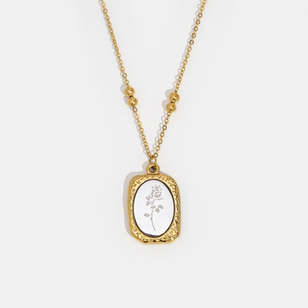 Embossed Petal Emblem Necklace – FIORENE