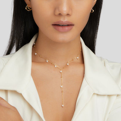 Luminous Golden Pearl Drop Necklace – FIORENE