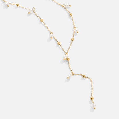 Luminous Golden Pearl Drop Necklace – FIORENE