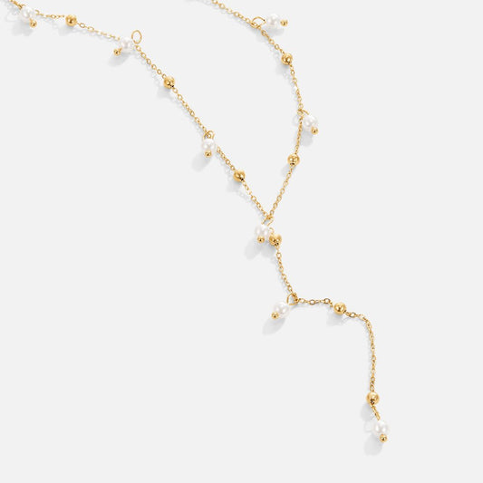 Luminous Golden Pearl Drop Necklace – FIORENE