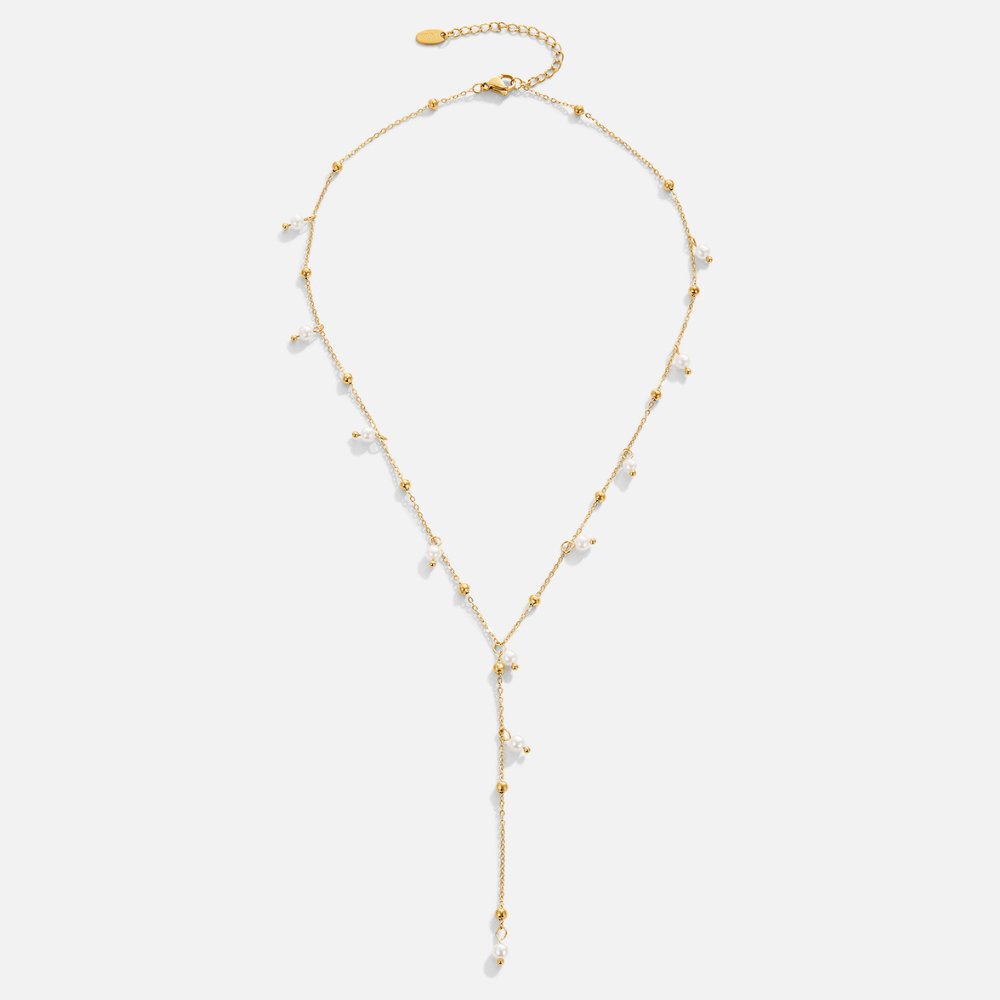 Luminous Golden Pearl Drop Necklace – FIORENE